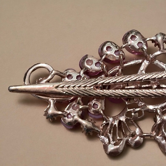 Elegant Women’s Vintage Pink Floral Crystal Hair Barrette Clip main image 12